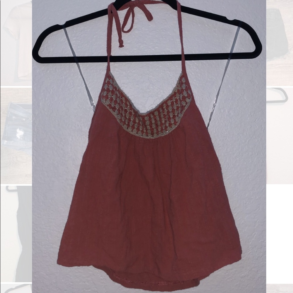 Orange crochet halter top